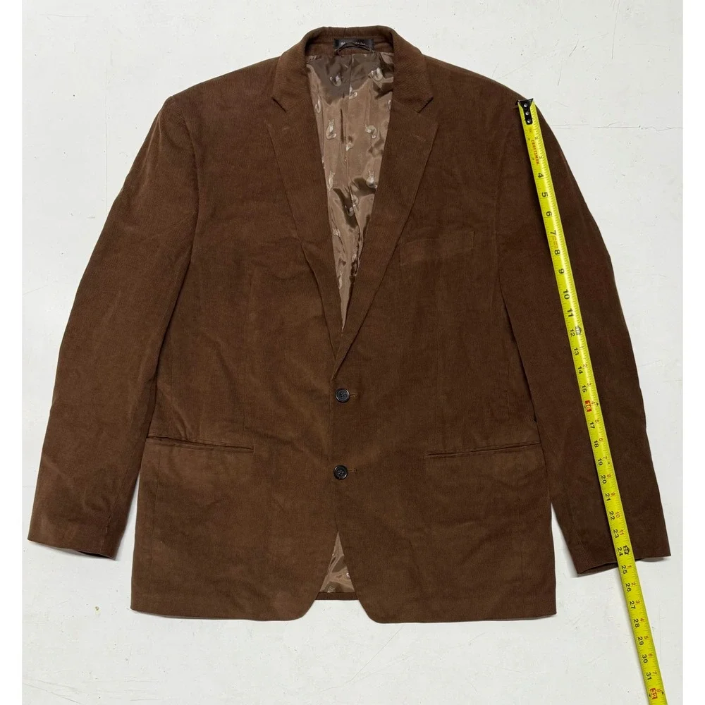 Ralph Lauren Mens Brown Corduroy Blazer‎ Fox Print Lining - Size 44R Elbow Patch